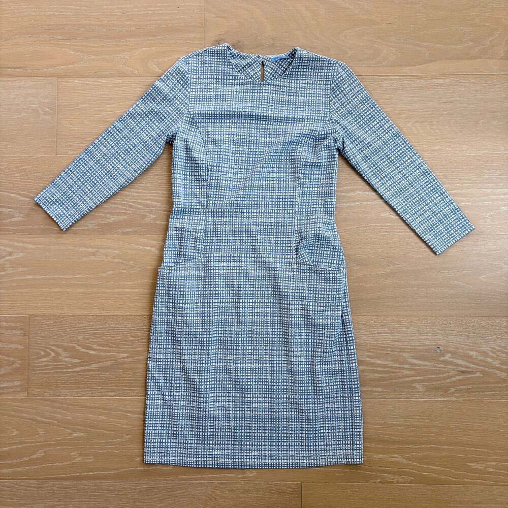 J. McLaughlin Catalyst Dress in Pocket Square Catalina Cloth Blue White XS
